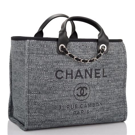 chanel canvas deauville medium tote|Chanel deauville tote large size.